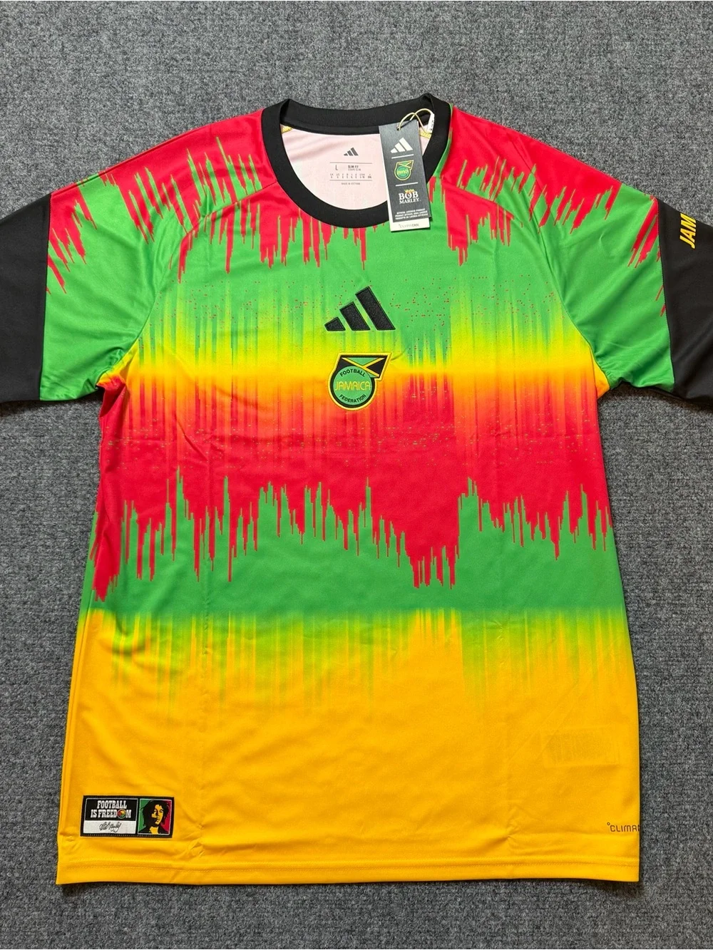 adidas Jamaica Bob Marley Home Pre Match Jersey Size Men’s Lrg KA1905 NWT
